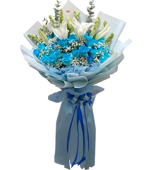 anzu-flower-bouquet-blue-roses-lily-baby-breath-athaya-florist
