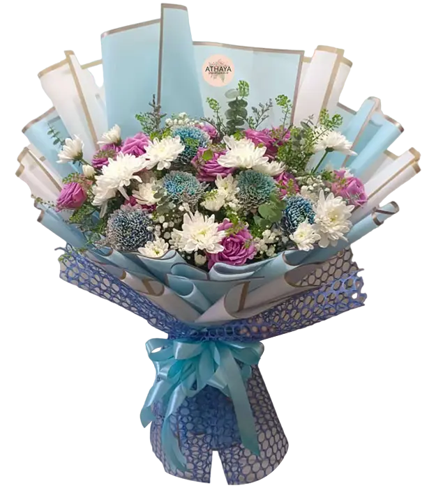 ayaka-flower-bouquet-blue-roses-gompie-chrysantemum-baby-breath-athaya-florist