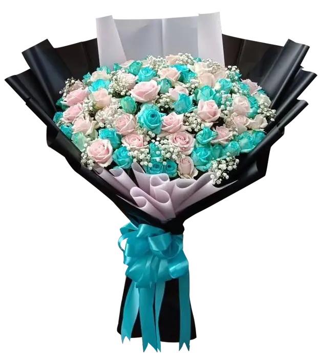 briella-fresh-flower-bouquet-50-blue-white-roses-baby-breath-black-wrapping-athaya-florist