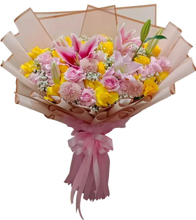 brisa-fresh-flower-bouquet-pink-yellow-roses-lily-pompom-baby-breath-athaya-florist