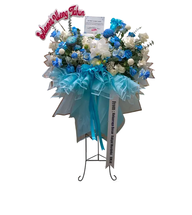 cathlene-birthday-blue-standing-flower-bouquet-baby-blue-roses-silver-dollar-orchid-baby-breath-pompom-athaya-florist