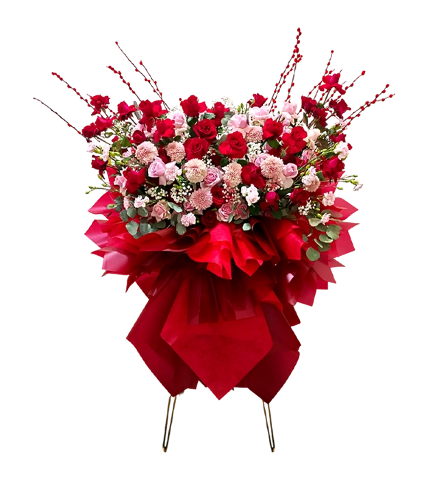 devinia-red-congratulation-chinese-lunar-new-year-standing-flower-bouquet-red-roses-gompie-carnation-baby-breath-silver-dollar-pussy-willow-athaya-florist