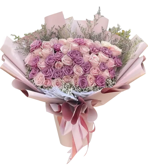 evelyn-fresh-flower-bouquet-soft-pink-purple-roses-baby-breath-caspea-athaya-florist-bandung
