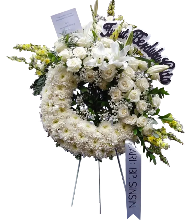 keisha-white-wreath-standing-rest-in-peace-condolence-flower-athaya-florist-tangerang