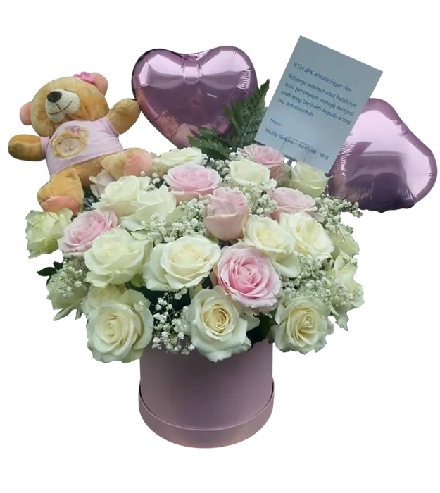 lara-flower-box-special-gift-roses-balloon-teddy-bear-athaya-florist