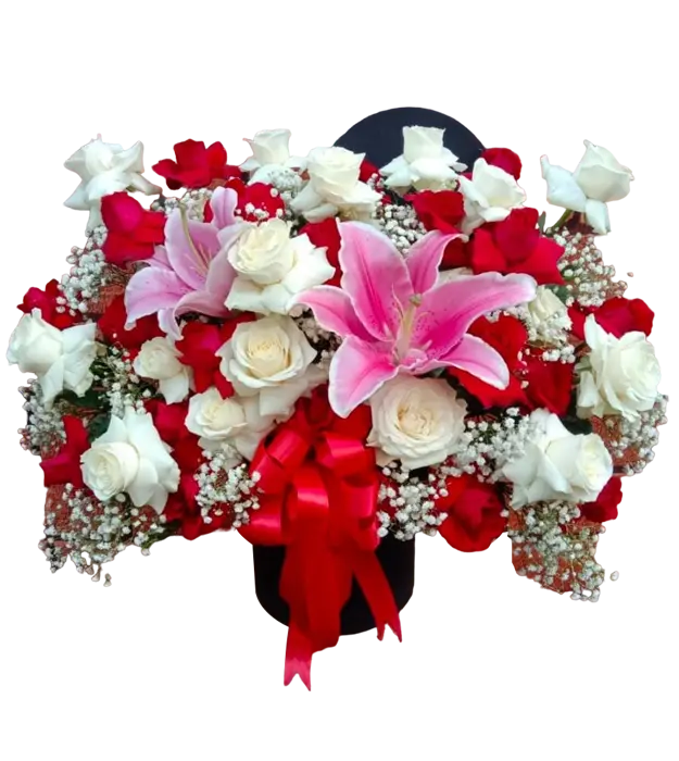 lena-flower-box-red-white-roses-lily-baby-breath-athaya-florist