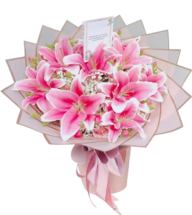 liliana-fresh-flower-bouquet-pink-lily-casablanca-roses-baby-breath-carnation-athaya-florist-depok