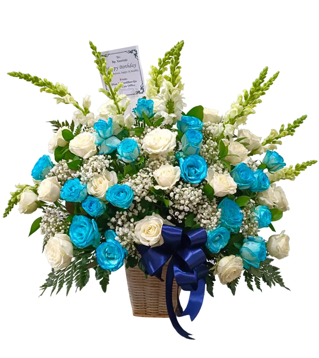 marina-fresh-flower-basket-white-blue-roses-baby-breath-snapdragon-athaya-florist-jakarta