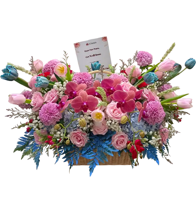 mavis-fresh-flower-basket-tulip-orchid-gompie-roses-baby-breath-hydrangea-athaya-florist-jakarta