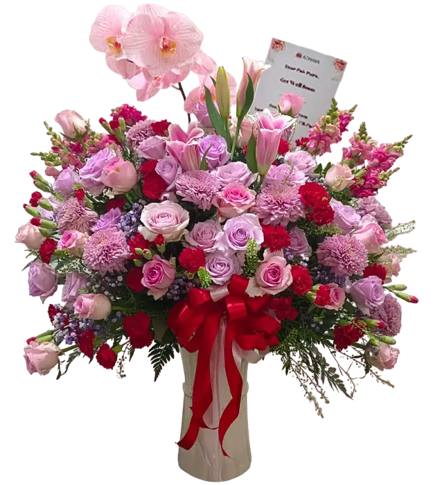 meghan-fresh-flower-arrangement-orchid-roses-carnation-gompie-snap-dragon-baby-breath-athaya-florist
