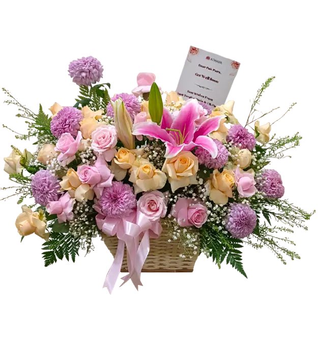 miley-fresh-flower-basket-casablanca-cream-roses-gompie-baby-breath-athaya-florist-jakarta