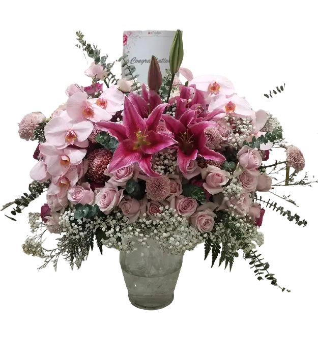 nami-fresh-flower-arrangement-roses-orchids-lily-gompie-baby-breath-silver-dollar-athaya-florist