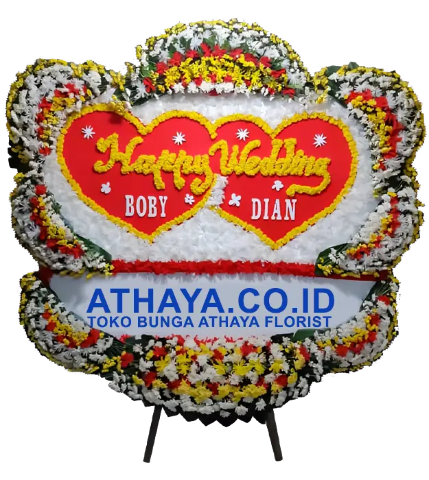 saraswati-congratulations-on-your-happy-wedding-flower-board-athaya-florist-kelapa-gading