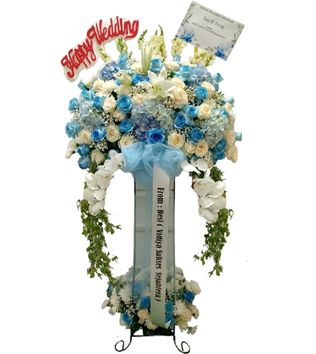 takumi-happy-wedding-standing-flower-bouquet-roses-orchid-hydrangea-lily-snapdragon-baby-breath-chrysant-athaya-florist