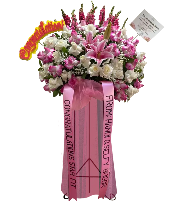 tiffany-pink-congratulation-standing-flower-roses-lily-baby-breath-snapdragon-athaya-florist-bali