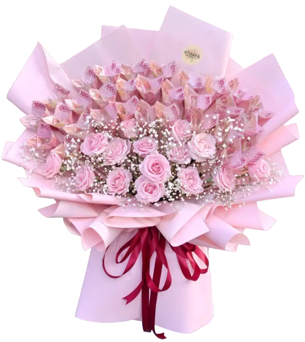 umiko-money-bouquet-pink-roses-baby-breath-athaya-florist