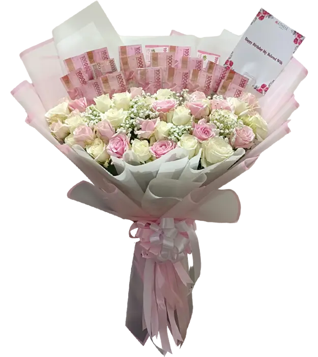 urumi-money-bouquet-pink-white-roses-baby-breath-athaya-florist